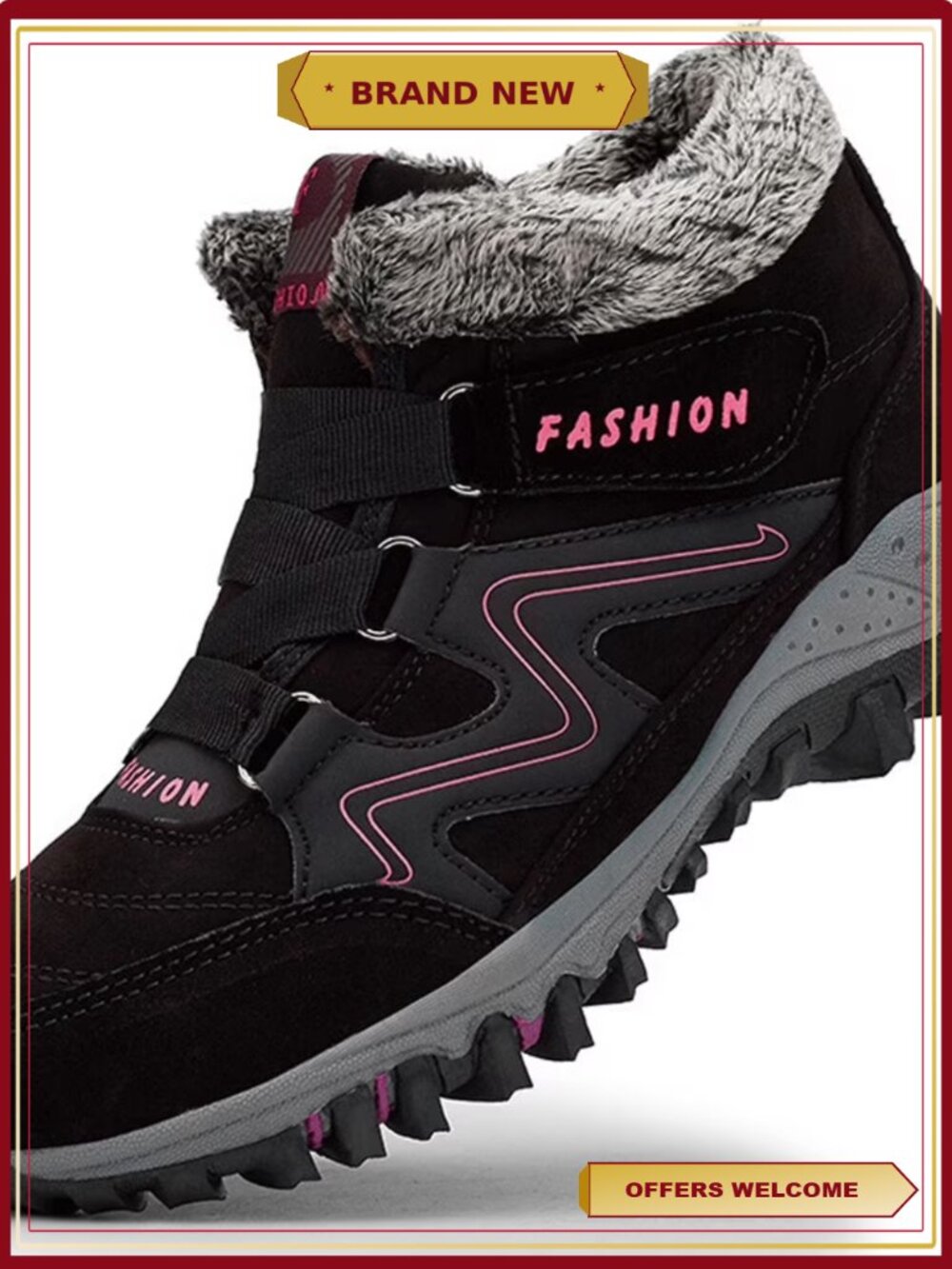 Women's Winter Snow Boots Lined Ankle Booties Outdoor Hiking Shoes Suede